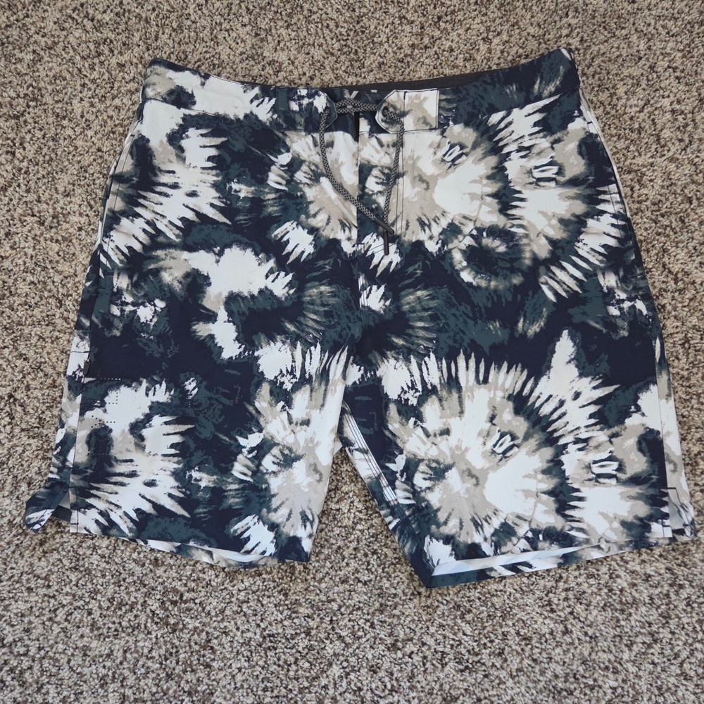 BYLT Coastal Boardshorts Mens Large Black Grey Tie Dye Excellent Performance